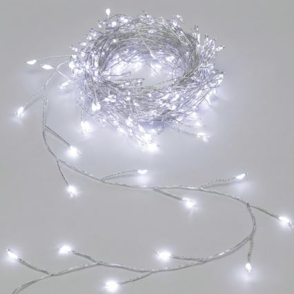 Aigostar - LED външна коледна гирлянда 200xLED/8 режима 3xAA 6,3m IP44 студено бяла