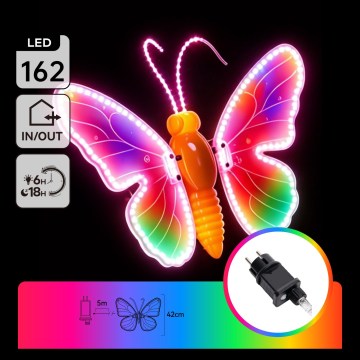 Aigostar - LED външна декорация 162xLED 42 см IP44 пеперуда/разноцветна
