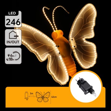 Aigostar - LED външна декорация 246xLED/9W/230V 42 см IP44 пеперуда/многоцветна