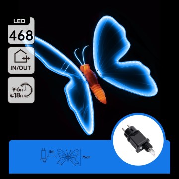 Aigostar - LED Външна декорация 468xLED 75 cm IP44 пеперуда/синя