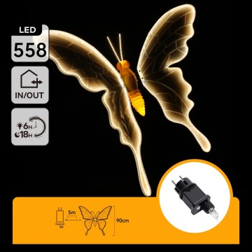 Aigostar - LED Външна декорация 558xLED 90 cm IP44 пеперуда/топло бяло
