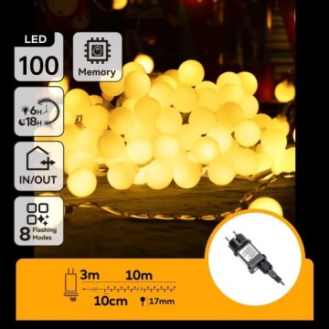 Aigostar - LED външна декоративна светлинна верига 100xLED/8 функции 10m IP44 топло бяло