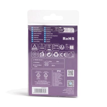 Aigostar - LED външна гирлянда 100xLED/8 функции/3xAA10,3m IP44 многоцветна