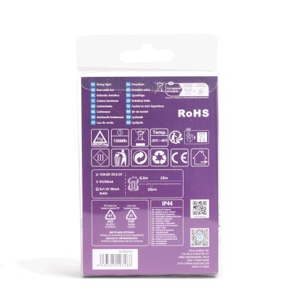 Aigostar - LED Външен  гирлянд 150xLED/8 функции/3xAA 15,3m IP44 студено бяло