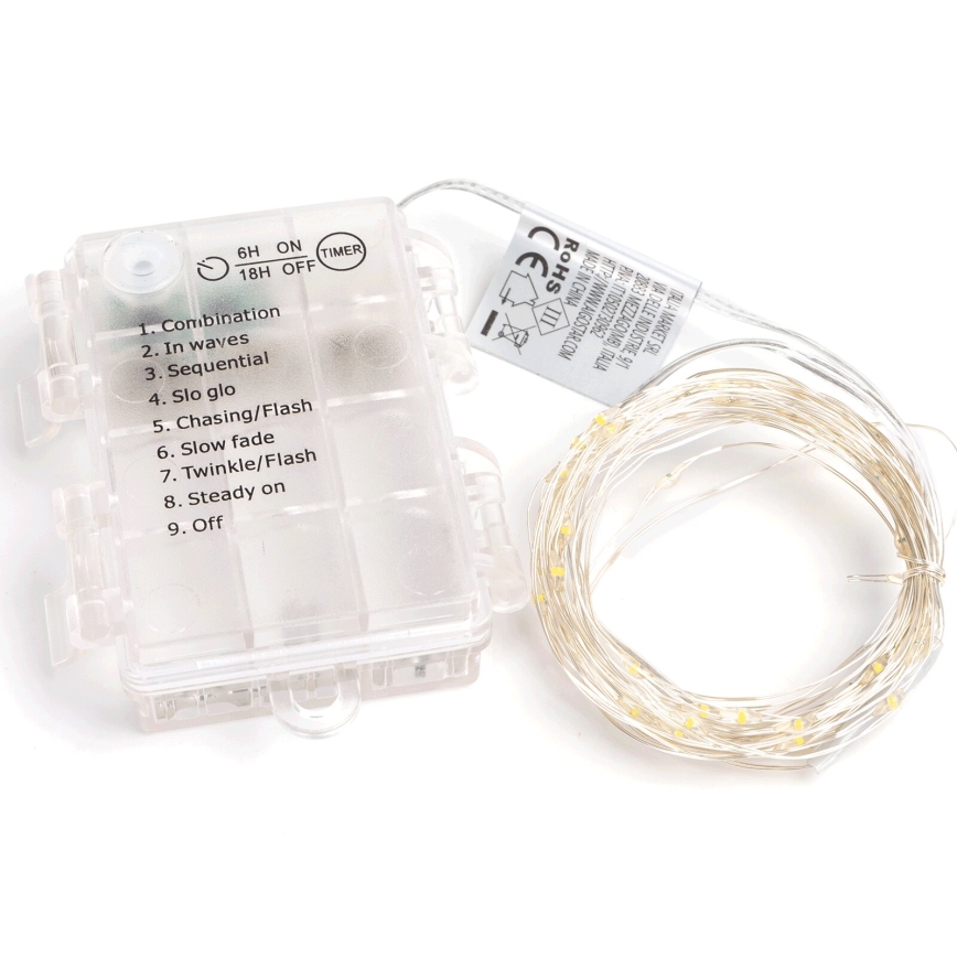 Aigostar - LED външна гирлянда 150xLED/8 функции 3xAA 15,3 m IP44 топла бяла