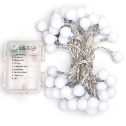 Aigostar - LED външна гирлянда 50xLED/3xAA/8 функции, 5,3 m, IP44, студено бяла светлина