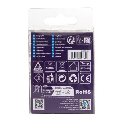 Aigostar - LED Външна гирлянда 50xLED/8 функции 3xAA 5,3m IP44 топла бяла светлина