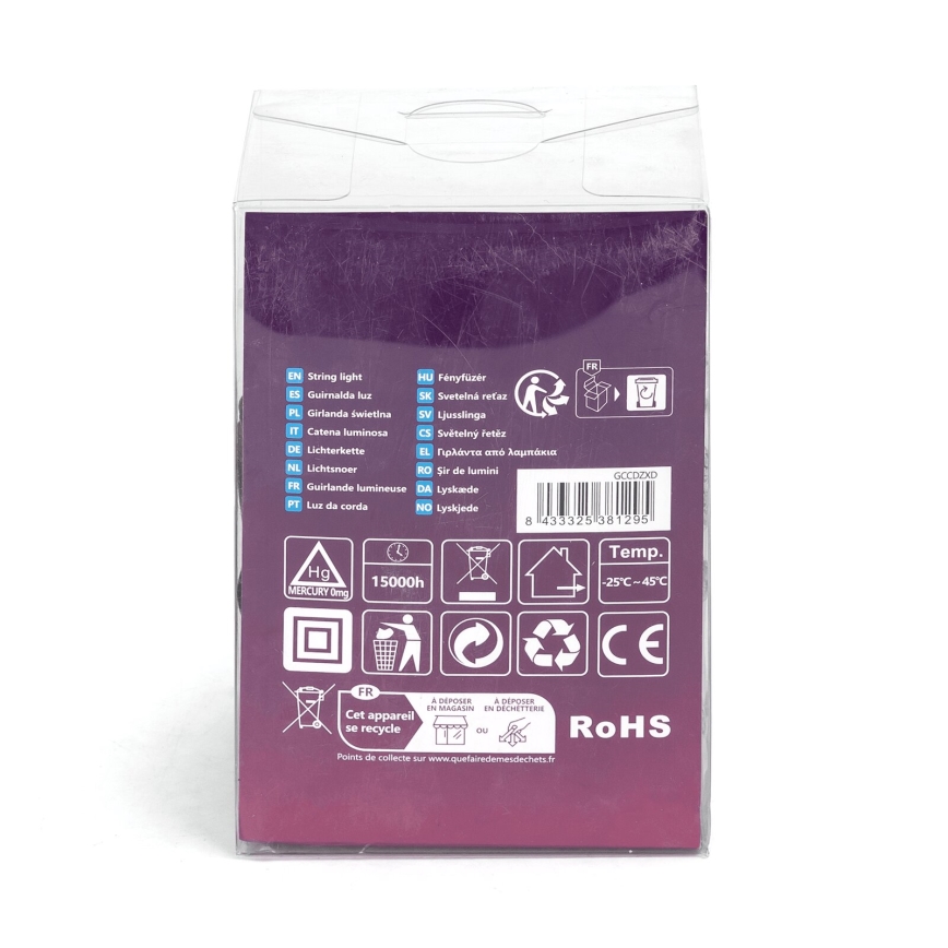 Aigostar - LED външна гирлянда 50xLED/8 функции 8m IP44 студено бяло