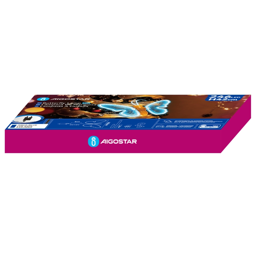 Aigostar - LED Външна декорация 246xLED/9W/230V 42 cm IP44 пеперуда/синя