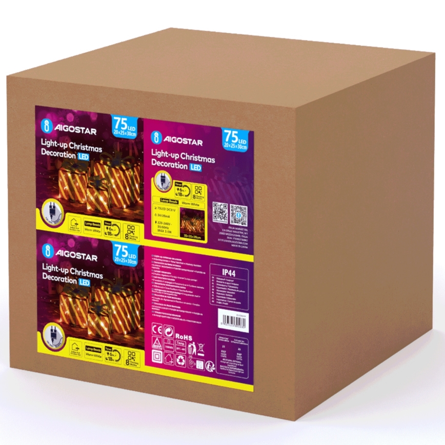 Aigostar- LED външна коледна декорация 3,6W/31/230V 2700K 20/25/30cm IP44 подаръци