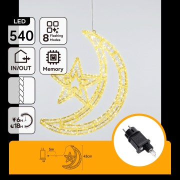 Aigostar - LED външна коледна декорация 540xLED/6W/230V 43 см IP44 топло бяло малка луна