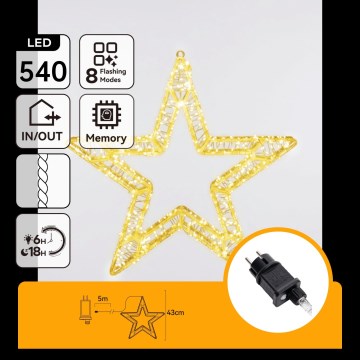Aigostar - LED Външна коледна декорация 540xLED/6W/230V IP44 топла бяла 45cm звезда