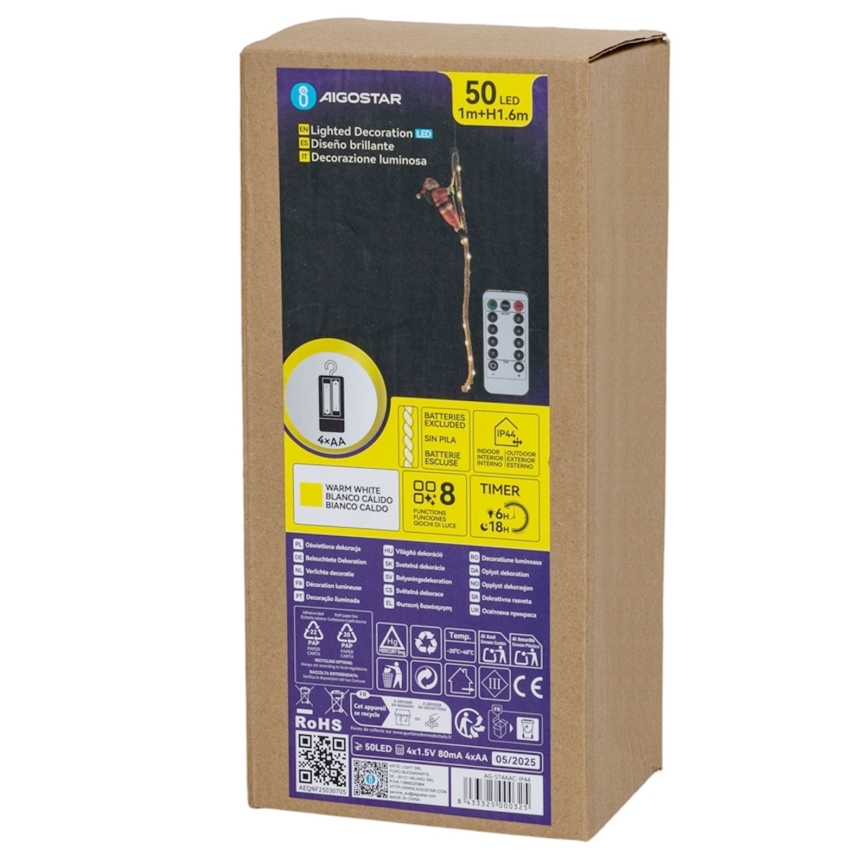 Aigostar - LED външна коледна декорация LED/4xAA IP44 Дядо Коледа с парашут