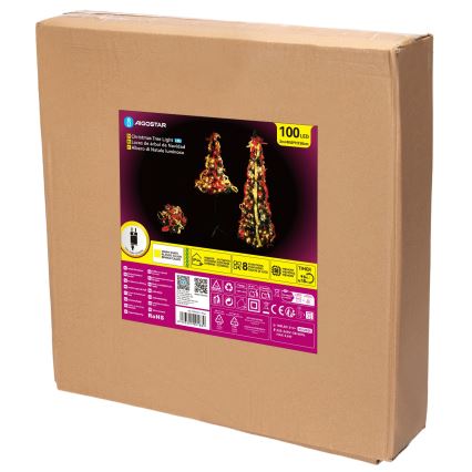 Aigostar - LED външна коледна елха 100xLED 1,5m IP44 червена/златиста топла бяла