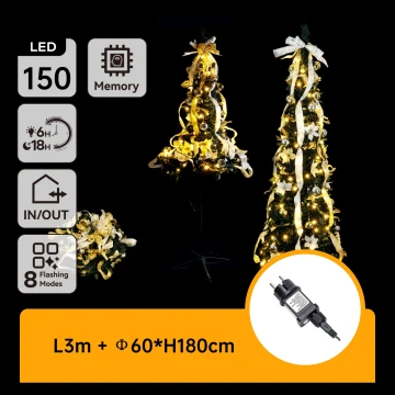Aigostar - LED външна коледна елха 150xLED 1,8m IP44 бяла/златиста топла бяла