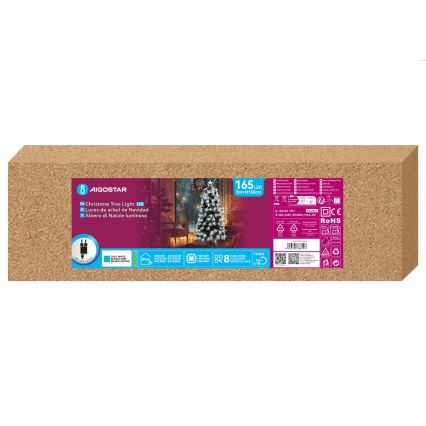 Aigostar - LED Външна коледна елха 165xLED/8 функции 1,5 m IP44 студено бяло