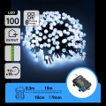Aigostar - LED външна коледна гирлянда 100xLED/8 функции 3xAA 10,3m IP44 студено бяла