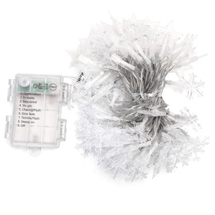 Aigostar - Външна LED коледна гирлянда 100xLED/8 режима 3xAA 10 m IP44 студено бяло