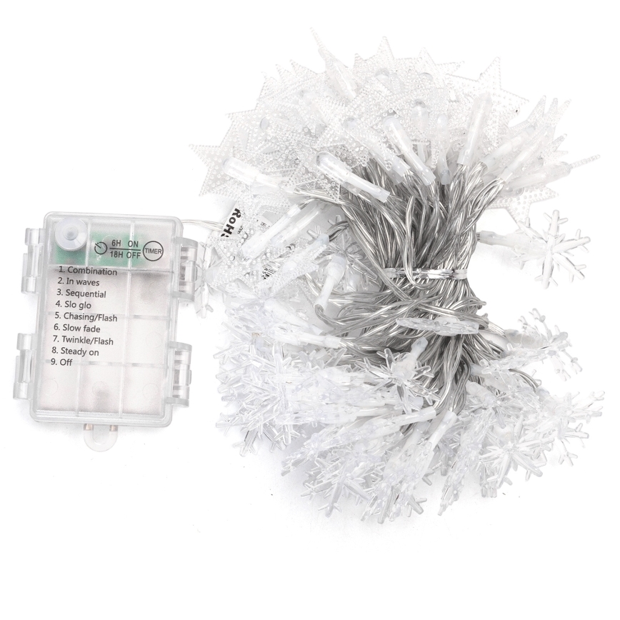 Aigostar - Външна LED коледна гирлянда 100xLED/8 режима 3xAA 10 m IP44 студено бяло