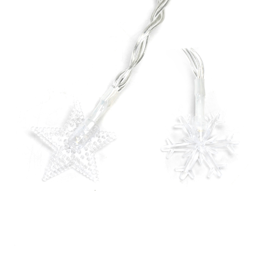 Aigostar - LED външна коледна гирлянда 100 LED/8 режима 3xAA 10 m IP44 топла бяла звезди