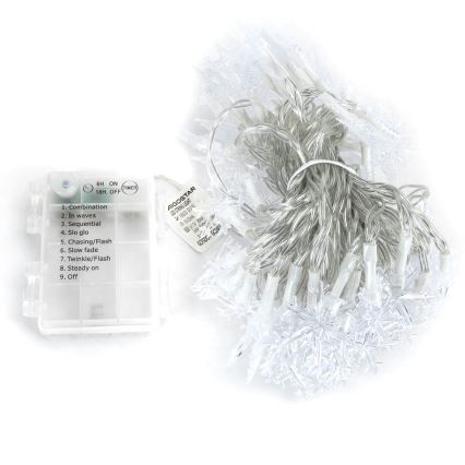 Aigostar - LED външна коледна гирлянда 100 LED/8 режима 3xAA 10 m IP44 топла бяла звезди