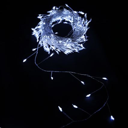 Aigostar - LED външен коледен гирлянд 100xLED/8 функции 3xAA 3,3m IP44 студено бяло