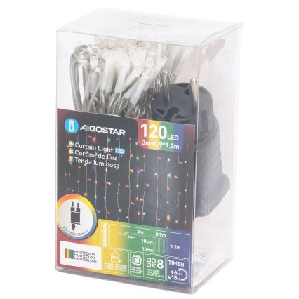 Aigostar - LED Външна коледна гирлянда 120xLED/8 функции 3,9x1,2m IP44 многоцветна