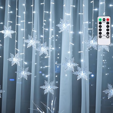 Aigostar - LED външна коледна гирлянда 120xLED/8 режима 3x0,7m IP44 студено бяло + дистанционно управление