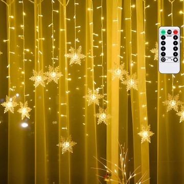 Aigostar - LED външна коледна гирлянда 120xLED/8 режима 3x0,7m IP44 топла бяла + дистанционно управление