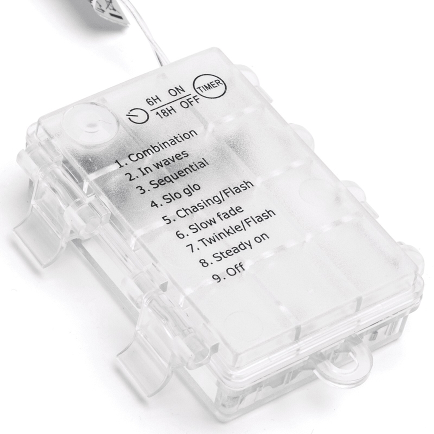 Aigostar - LED външна коледна гирлянда 200xLED/8 функции 3xAA 5x2m IP44 топла бяла светлина