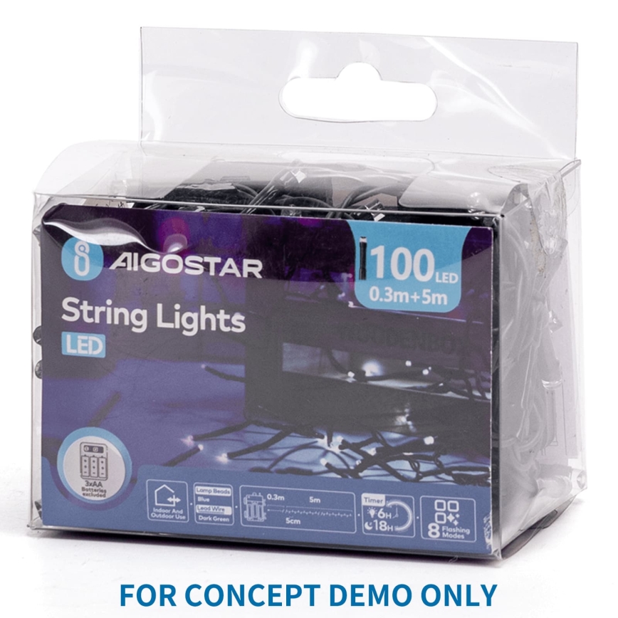 Aigostar - LED външна коледна гирлянда 200xLED/8 режима 3xAA 10,3m IP44 розова