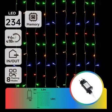 Aigostar - LED Външна коледна гирлянда 234xLED/8 функции 1,2x1,8 m IP44 многоцветна