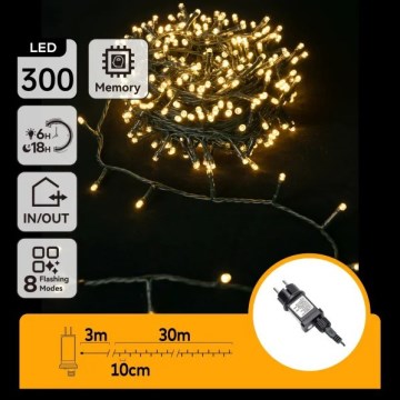Aigostar - LED външна коледна гирлянда 300 LED, 8 режима, 30 м, IP44, топла бяла