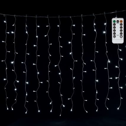 Aigostar - LED външен коледен гирлянд 300xLED/8 функции 3x1m IP44 студено бяло + дистанционно управление