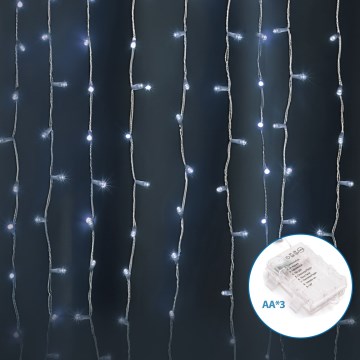Aigostar - LED външна коледна гирлянда 300xLED/8 функции 3xAA 6x2m IP44 студено бяло