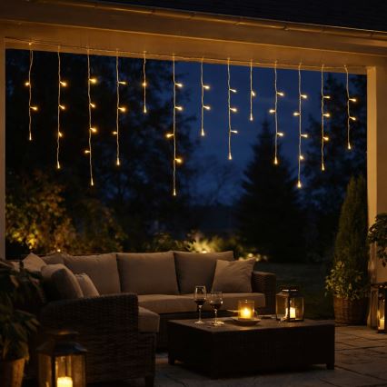 Aigostar - LED външна коледна гирлянда 300 LED/8 режима 3xAA 18x0,6 m IP44 топла бяла