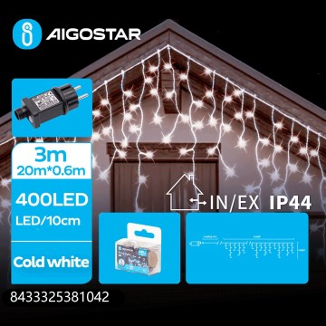 Aigostar - LED външна коледна гирлянда 400xLED/8 функции 23x0,6m IP44 студено бяло