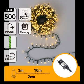 Aigostar - LED външна коледна гирлянда 500xLED/8 функции 13m IP44 топла бяла