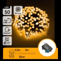 Aigostar - LED външна коледна гирлянда 50xLED/8 функции 3xAA 5,3m IP44 топла бяла светлина