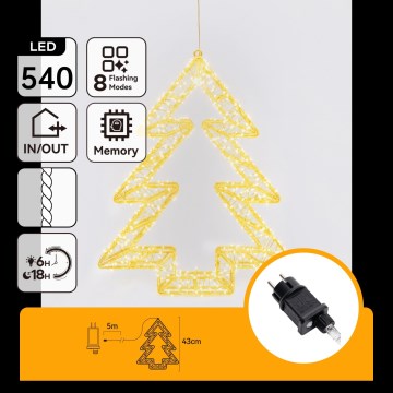 Aigostar - LED външна коледна украса 540xLED/6W/230V IP44 топло бяло 45cm елха