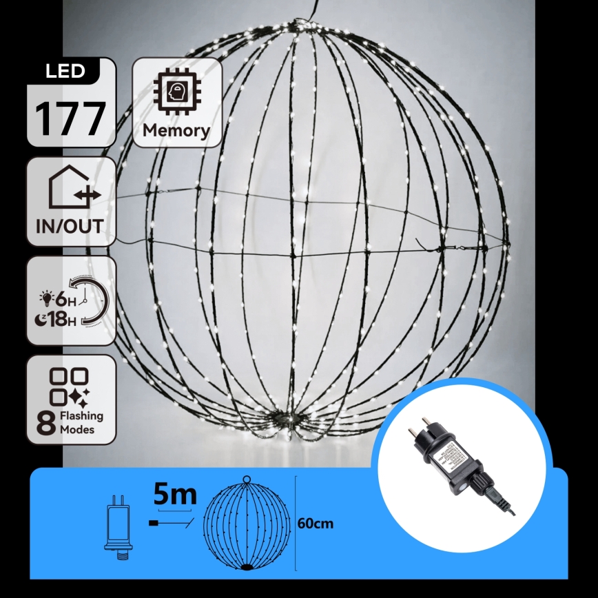 Aigostar - LED външна коледна украса LED/3,6W/230V 60 см IP44, студено бяла