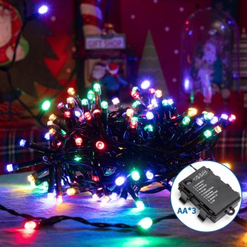 Aigostar - LED Външна коледна верига 200xLED/8 функции 3xAA 10,3м IP44 многоцветна