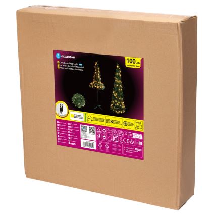 Aigostar - LED външна коледна елха, 100 x LED, 1,5 m, IP44, зелена с топла бяла светлина