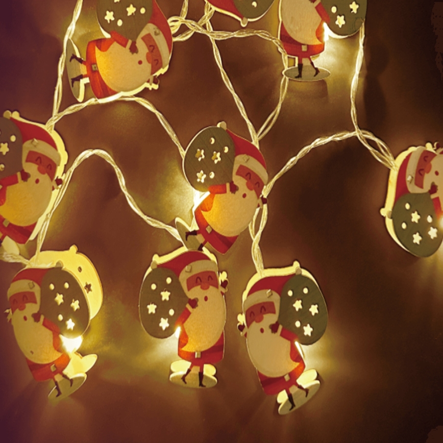 Aigostar - LED коледен гирлянд 10xLED/3xAA 1,5m топло бяло Дядо Коледа