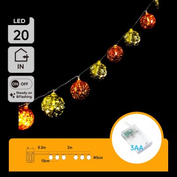Aigostar - LED коледен гирлянд 20xLED/3xAA 2 m топла бяла светлина