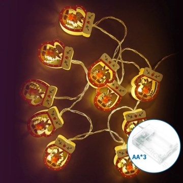 Aigostar - LED коледен гирлянд 20xLED/3xAA, 3 m, топла бяла светлина, ръкавици