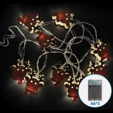 Aigostar - LED коледен гирлянд 20xLED/3xAA 3m, топла бяла, с елен
