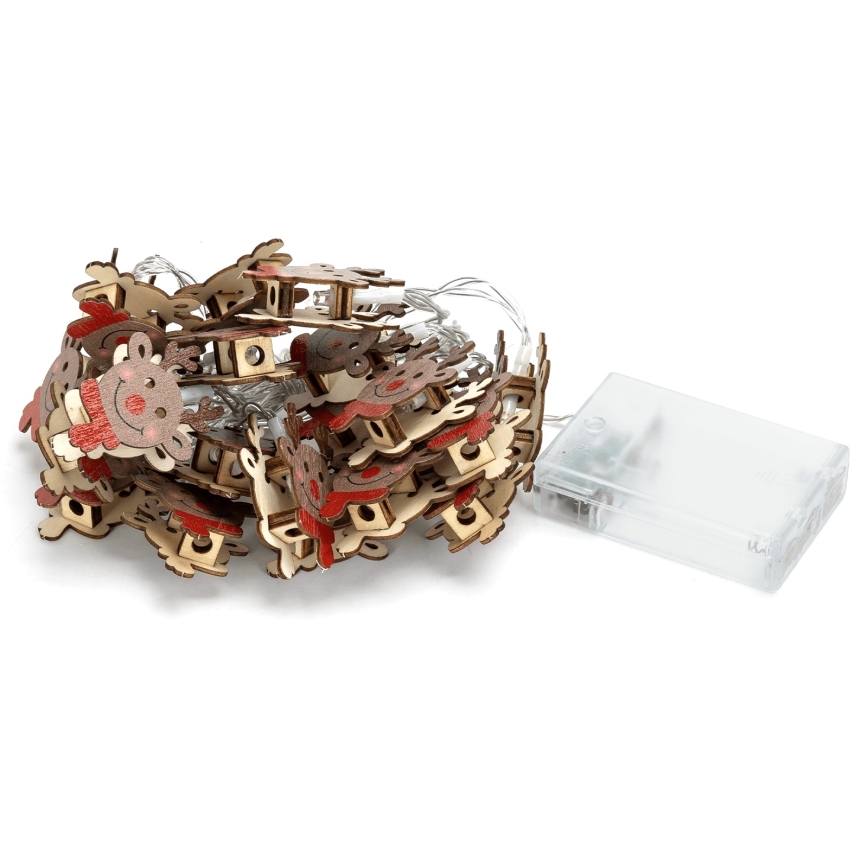 Aigostar - LED коледен гирлянд 20xLED/3xAA 3m, топла бяла, с елен