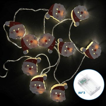 Aigostar - LED коледен гирлянд 20xLED/3xAA 3m топла бяла светлина Дядо Коледа