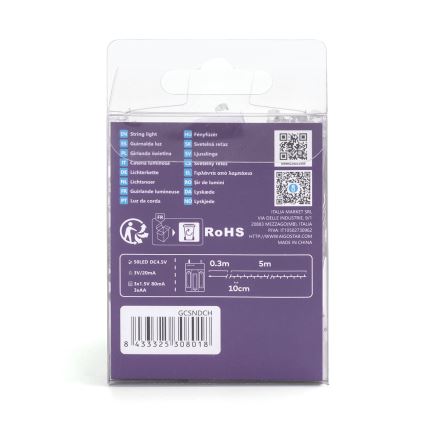 Aigostar - LED Коледен гирлянд 50xLED/3xAA 5,3м многоцветен